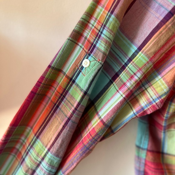 Lauren Ralph Lauren Vintage Plaid Cotton Button Down Top Petite Medium - Picture 7 of 9